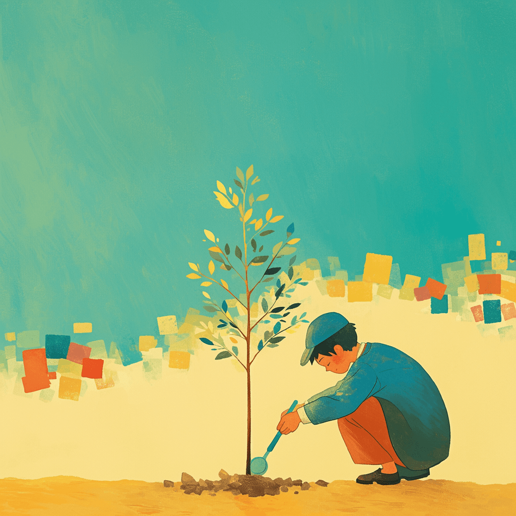 苗木を植える人